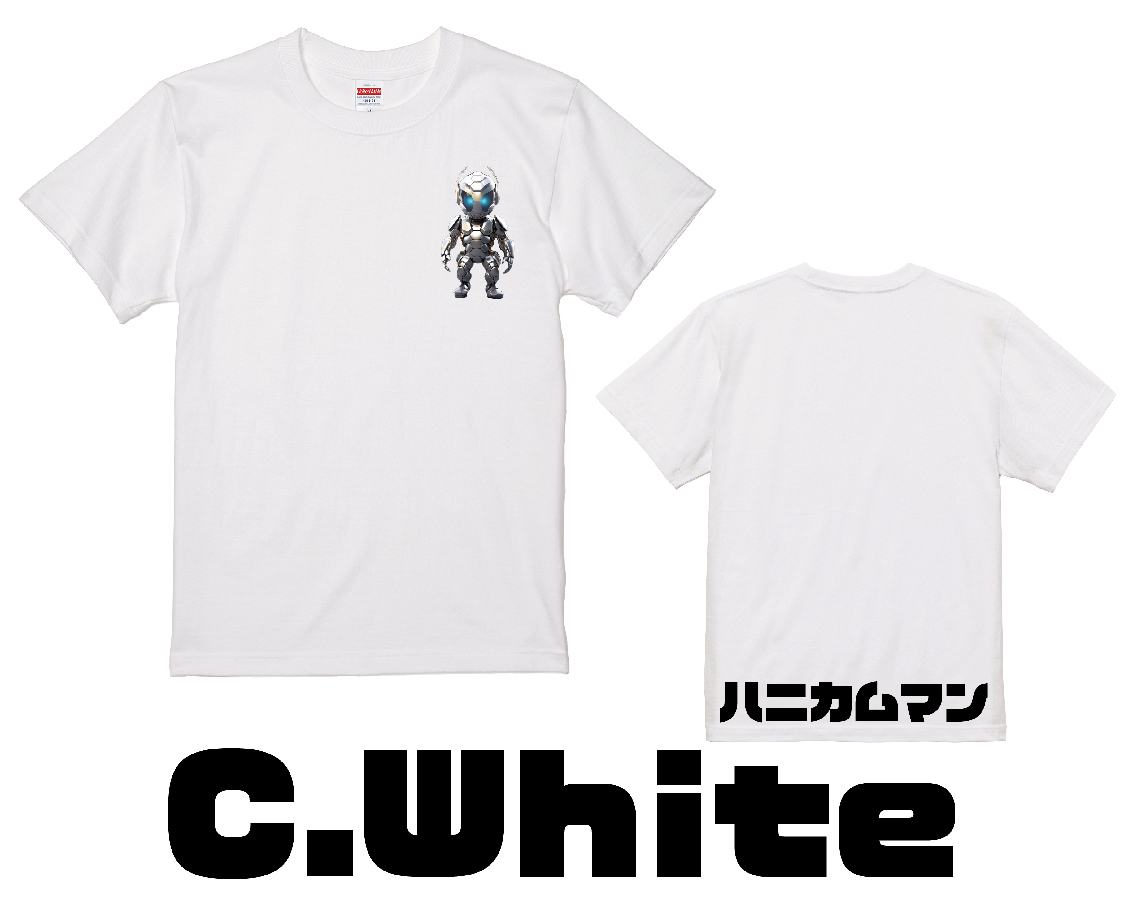 ハニカムマンデザインのTシャツ_ホワイト